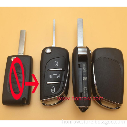 Peugeot 3 button modified remote key blank with VA2 307 Blade- 3Button -Trunk- With battery place (No Logo)